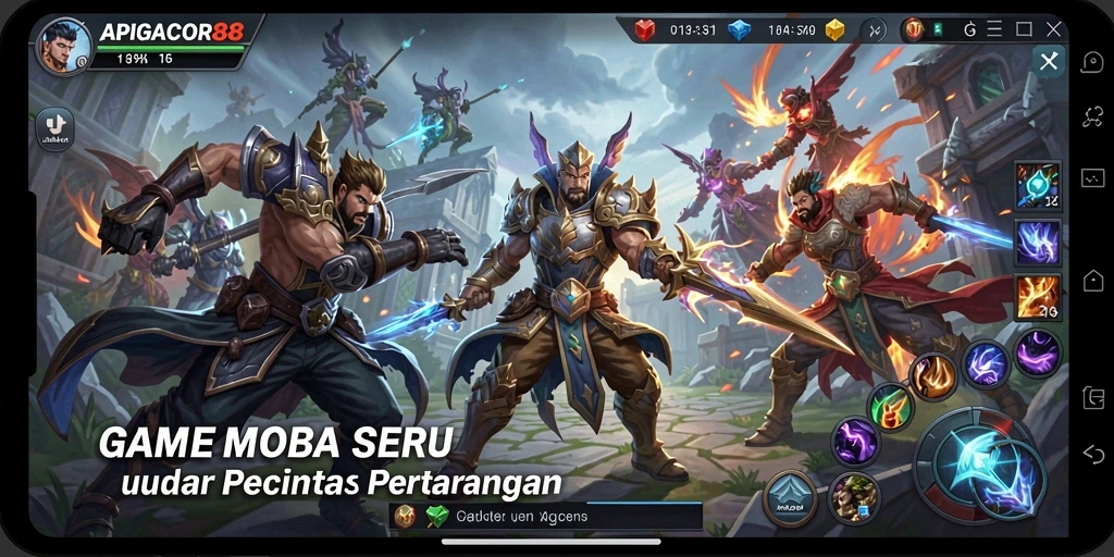 Tampilan gameplay MOBA yang mendebarkan di APIGACOR88.