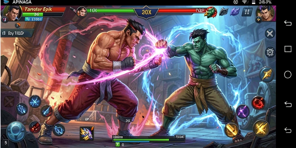 Tampilan gameplay menegangkan dalam pertarungan di APINAGA.