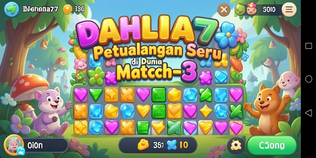 Gameplay seru DAHLIA77 di dunia Match-3 yang penuh warna.