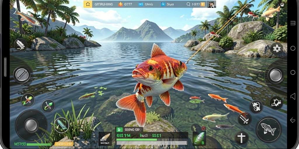Gameplay GT777 dengan berbagai lokasi memancing yang menantang.