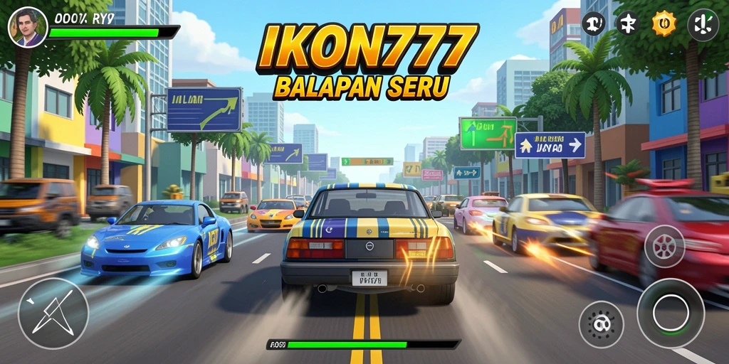 Tampilan gameplay menegangkan dari balapan di IKON777.