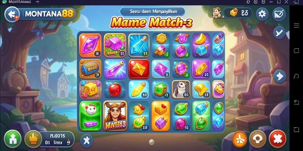 Screenshot gameplay MONTANA88 menampilkan serunya permainan Match-3.