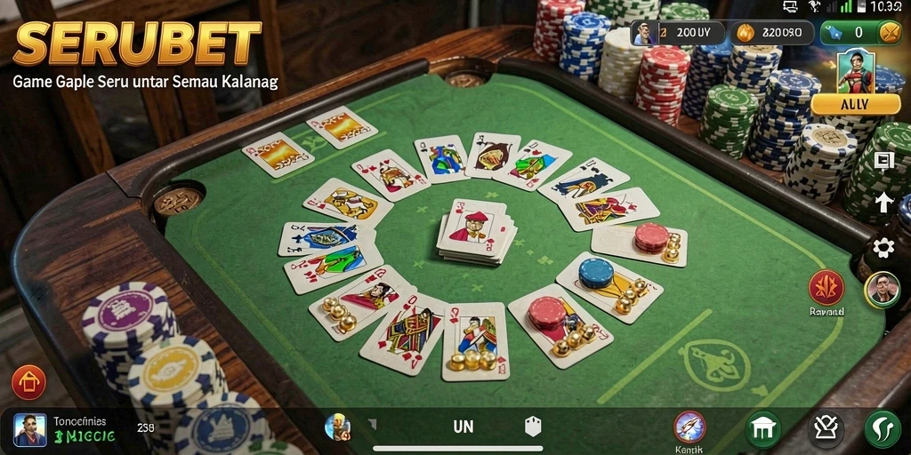Tampilan menarik dan seru saat bermain Gaple di SERUBET.